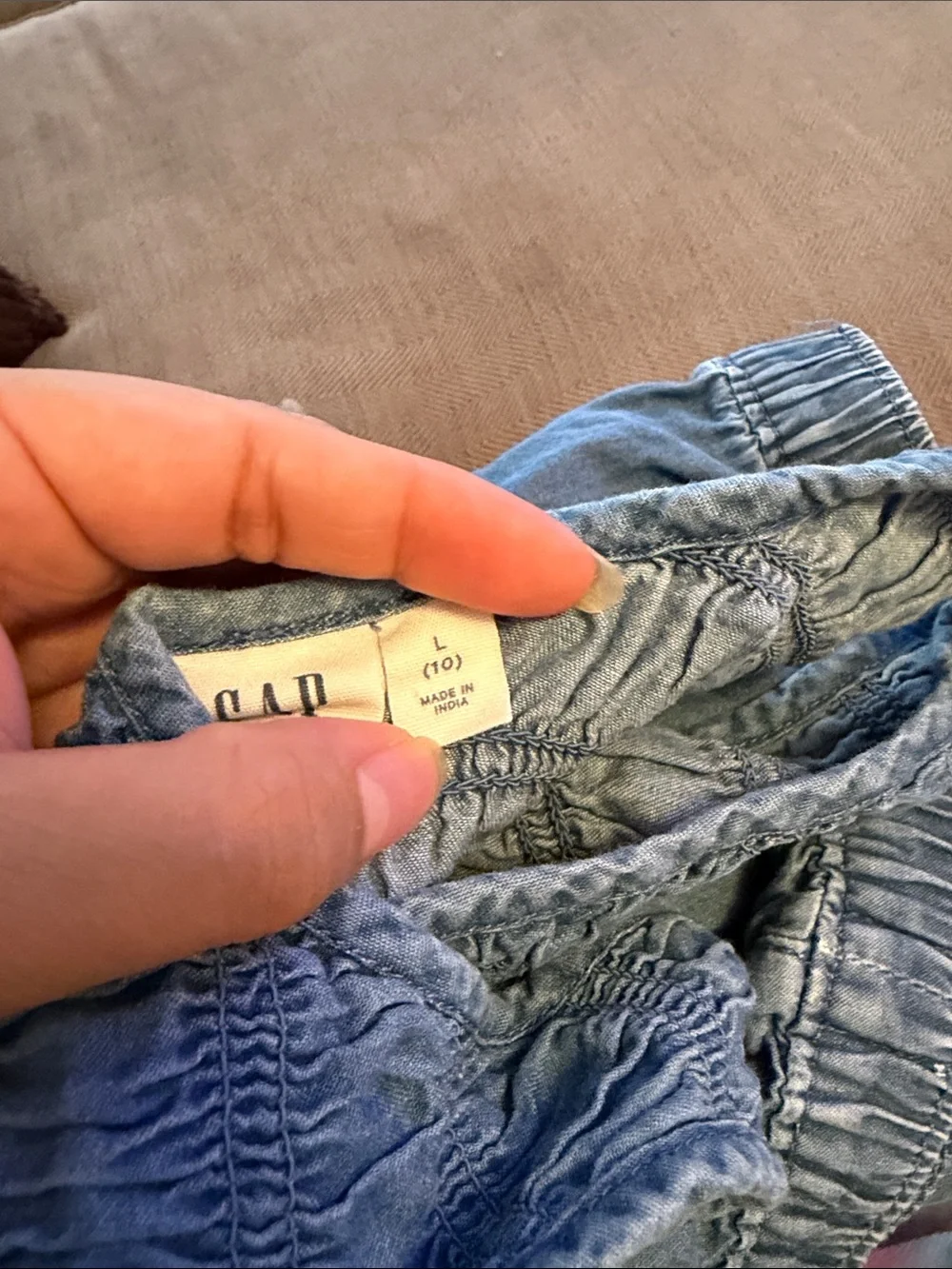 GAP Girls Blue Chambray Smocked Tank and Pants Set